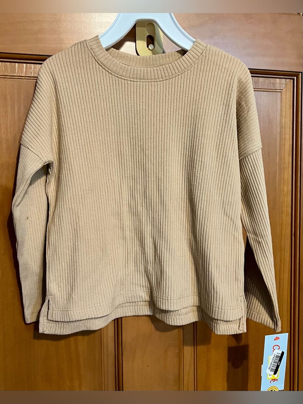 Cat & Jack Sand Soft Ribbed Crewneck Sweater